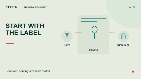 Start with the label. Form, Serving, Directions. Form and serving size both matter.